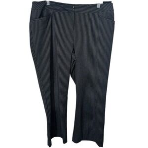 Lane Bryant Black with Pinstripe Dress Pants Double Hook/Zip Women's 16 Short